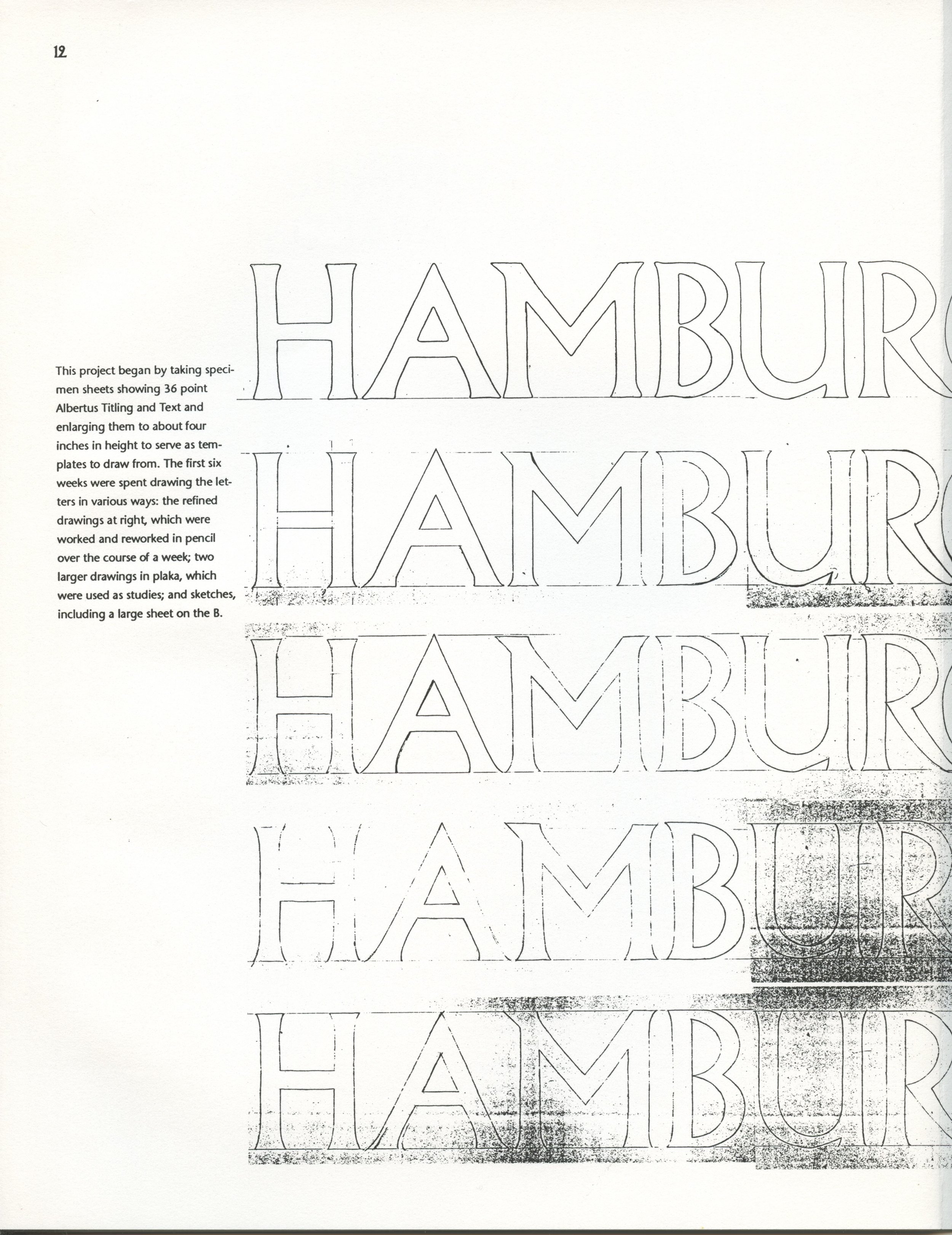  A page from my 1990 senior project in which I showed progressive improvements in hand drawing test letters. 