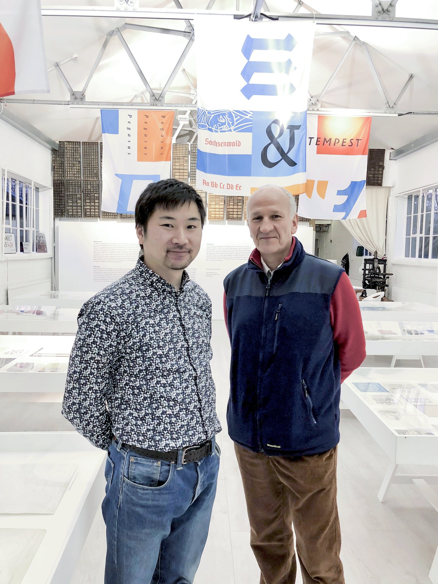 Toshi Omagari (left) and Toby Wolpe at The Type Archive in London, 2017 