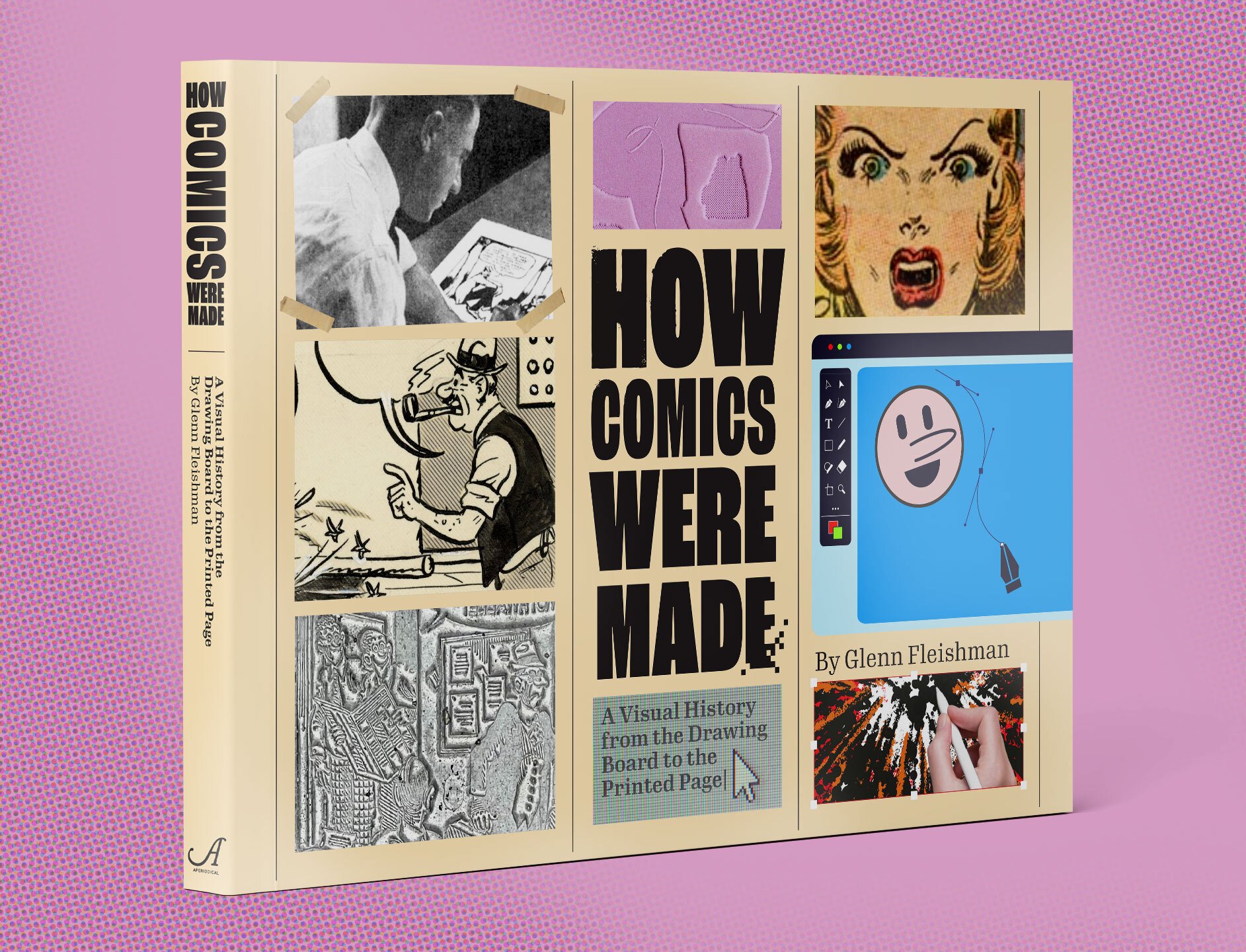 Preliminary cover of How Comics Were Made , designed by Mark Kaufman