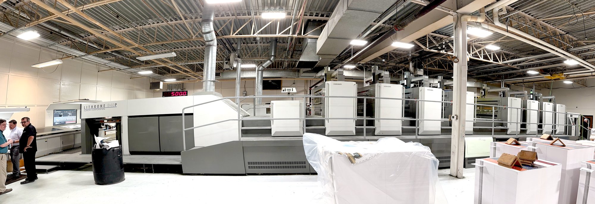 Eight-unit Komori press at Penmor Lithographers in Lewiston, Maine